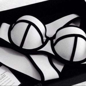 Black and white bikini top and bottom